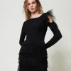Minigonna In Maglia Con Balze In Tulle