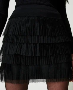 Minigonna In Maglia Con Balze In Tulle