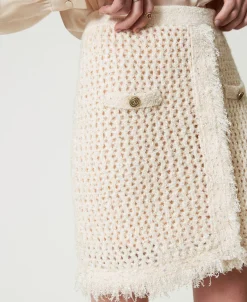 Minigonna In Maglia Jacquard A Rete