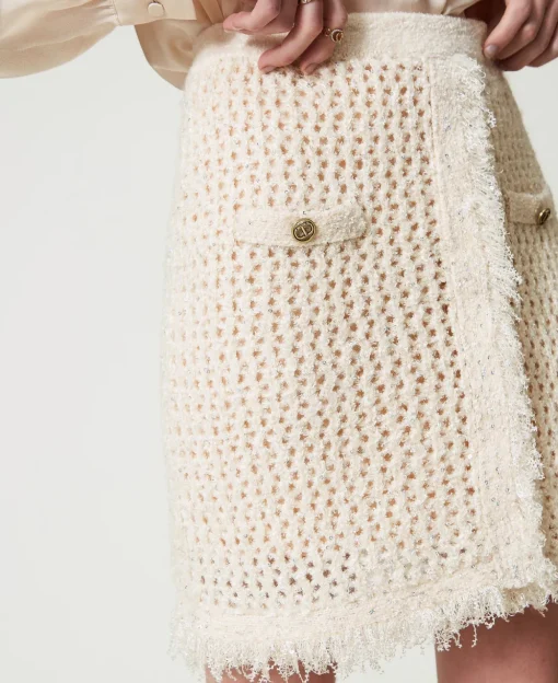 Minigonna In Maglia Jacquard A Rete