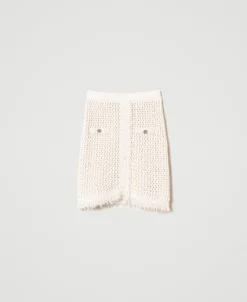 Minigonna In Maglia Jacquard A Rete