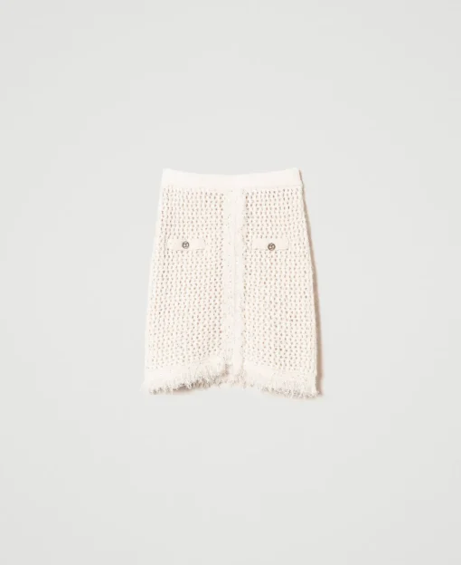 Minigonna In Maglia Jacquard A Rete