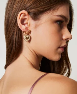 Orecchini A Cuore Con Strass E Oval T