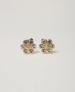 Orecchini A Fiore Con Strass E Oval T