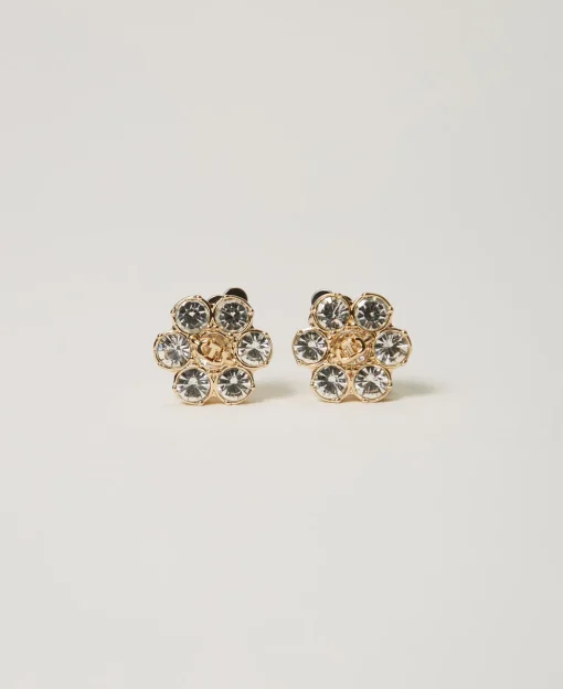 Orecchini A Fiore Con Strass E Oval T