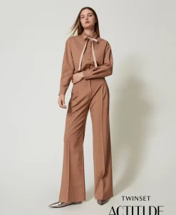 Pantaloni A Palazzo Check Con Lurex
