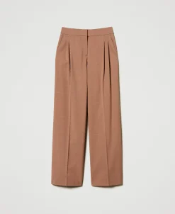 Pantaloni A Palazzo Check Con Lurex
