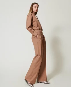 Pantaloni A Palazzo Check Con Lurex