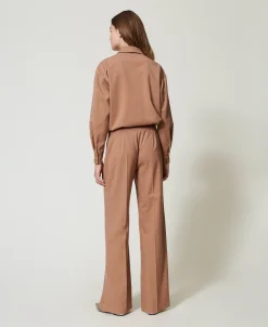 Pantaloni A Palazzo Check Con Lurex