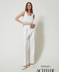 Pantaloni A Palazzo Con Pieghe