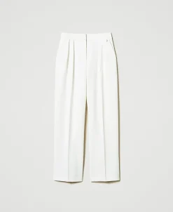 Pantaloni A Palazzo Con Pieghe