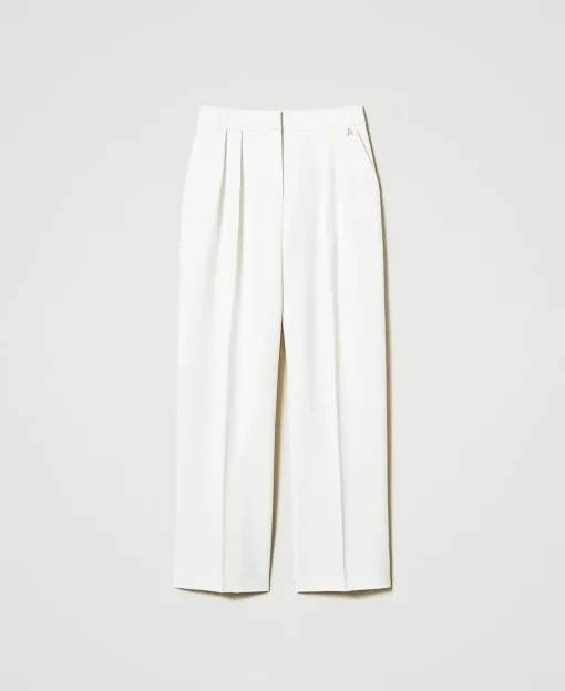 Pantaloni A Palazzo Con Pieghe