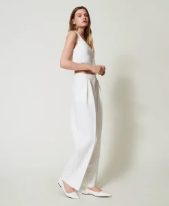 Pantaloni A Palazzo Con Pieghe