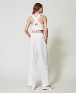 Pantaloni A Palazzo Con Pieghe