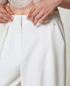 Pantaloni A Palazzo Con Pieghe