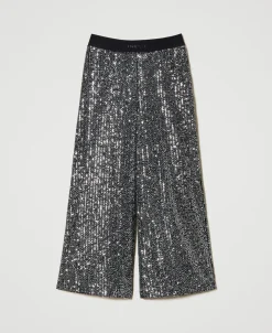 Pantaloni A Palazzo In Full Paillettes