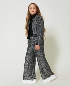 Pantaloni A Palazzo In Full Paillettes