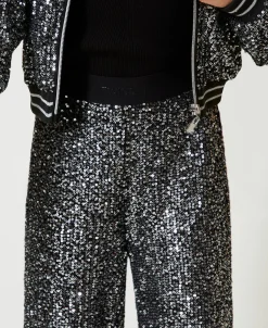 Pantaloni A Palazzo In Full Paillettes