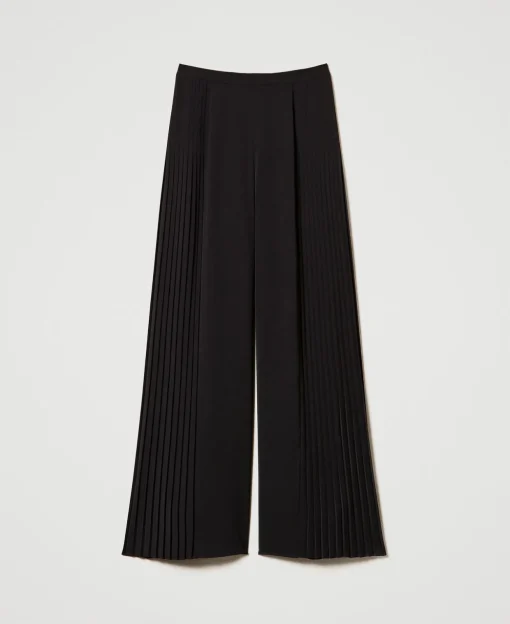 Pantaloni A Palazzo In Georgette Plissé