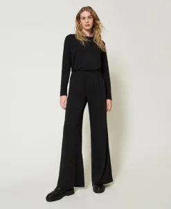 Pantaloni A Palazzo In Jersey Crêpe