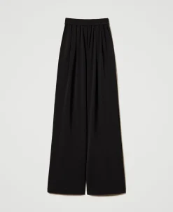 Pantaloni A Palazzo In Jersey Crêpe