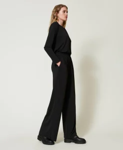 Pantaloni A Palazzo In Jersey Crêpe