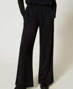 Pantaloni A Palazzo In Jersey Crêpe