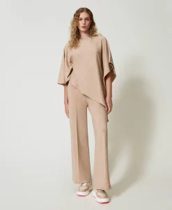 Pantaloni A Palazzo In Maglia