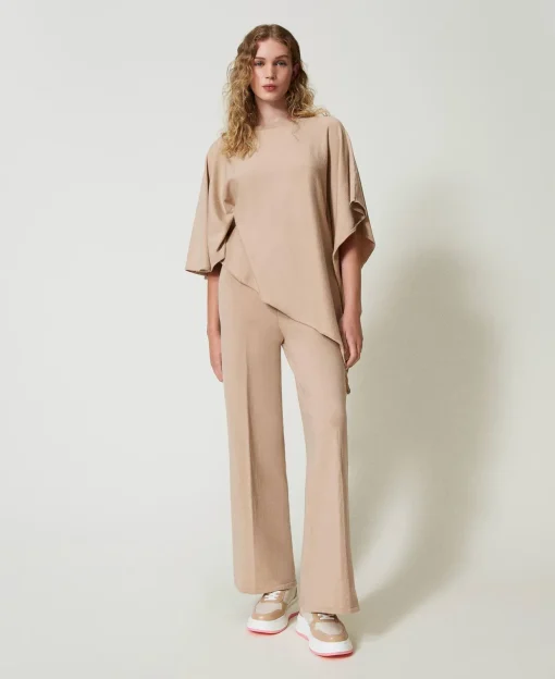 Pantaloni A Palazzo In Maglia