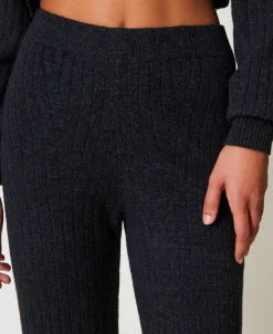 Pantaloni A Palazzo In Maglia Misto Lana