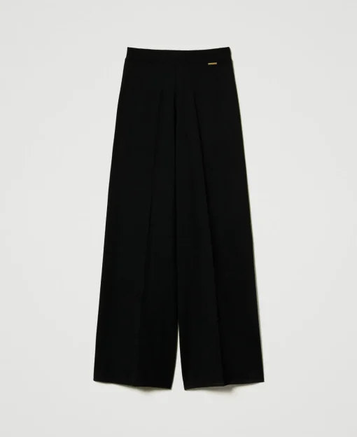Pantaloni A Palazzo In Misto Lana