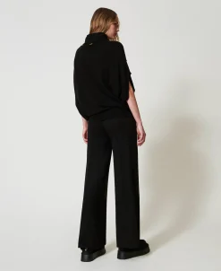 Pantaloni A Palazzo In Misto Lana