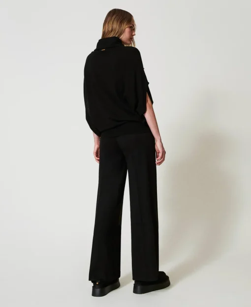 Pantaloni A Palazzo In Misto Lana