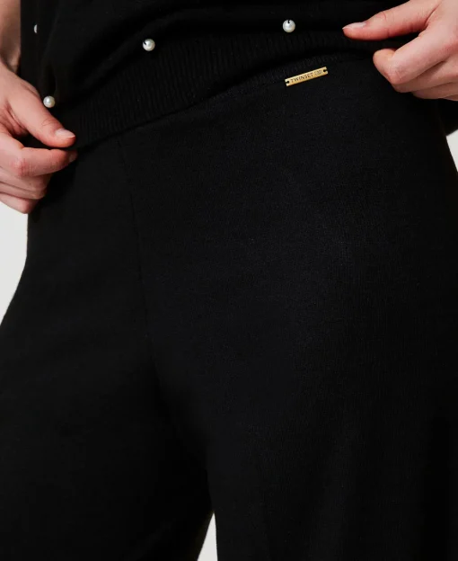 Pantaloni A Palazzo In Misto Lana