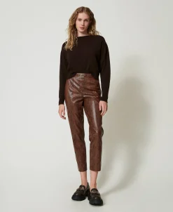 Pantaloni A Sigaretta Effetto Pelle Lizard