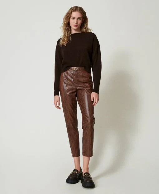 Pantaloni A Sigaretta Effetto Pelle Lizard