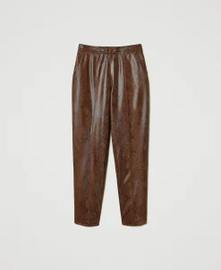 Pantaloni A Sigaretta Effetto Pelle Lizard