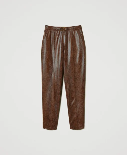 Pantaloni A Sigaretta Effetto Pelle Lizard
