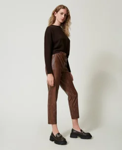 Pantaloni A Sigaretta Effetto Pelle Lizard