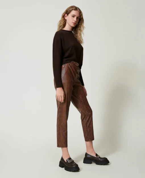 Pantaloni A Sigaretta Effetto Pelle Lizard