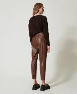 Pantaloni A Sigaretta Effetto Pelle Lizard