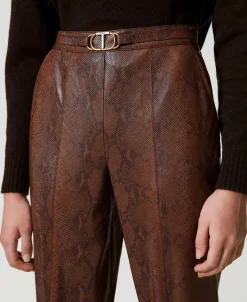 Pantaloni A Sigaretta Effetto Pelle Lizard