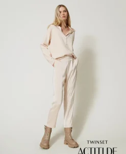 Pantaloni A Sigaretta In Raso