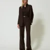 Pantaloni A Vita Alta In Lana Stretch