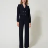 Pantaloni A Vita Alta In Cady Crêpe