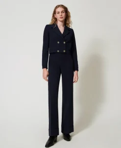 Pantaloni A Vita Alta In Cady Crêpe