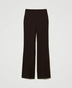 Pantaloni A Vita Alta In Lana Stretch