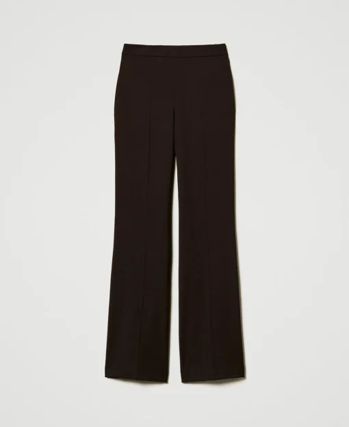 Pantaloni A Vita Alta In Lana Stretch