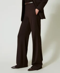 Pantaloni A Vita Alta In Lana Stretch