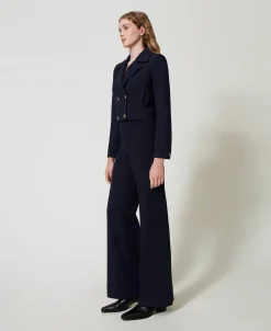 Pantaloni A Vita Alta In Cady Crêpe